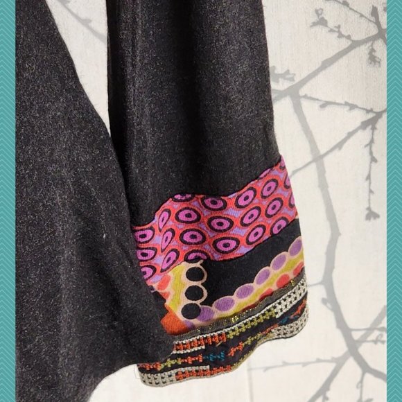 R Derhy Wool Blend Bohemian Ethnic Square Neck Embroidered Top - Picture 3 of 6